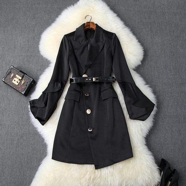 2019 fall autumn black long sleeve notched-lapel minimalist plain belted ruffle detail short mini dress fashion blazers dresses s1510t10138, Black;gray
2019 fall autumn black long sleeve notched-lapel minimalist plain belted ruffle detail short mini dress fashion blazers dresses s1510t10138, Black;gray