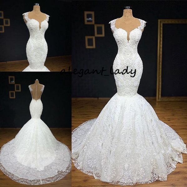 gorgeous buttom appliques covered sleeveless scoop wedding dresses luxury lace mermaid arabic castle wedding dress with cathedral train, White
gorgeous buttom appliques covered sleeveless scoop wedding dresses luxury lace mermaid arabic castle wedding dress with cathedral train, White