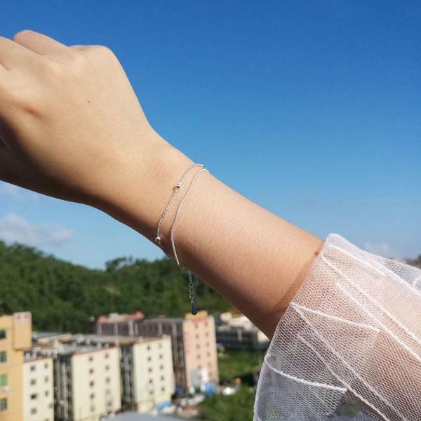 simple double layer snake chain bead chain bracelet 925 sterling silver bracelet for women jewelry gifts, Golden;silver
simple double layer snake chain bead chain bracelet 925 sterling silver bracelet for women jewelry gifts, Golden;silver