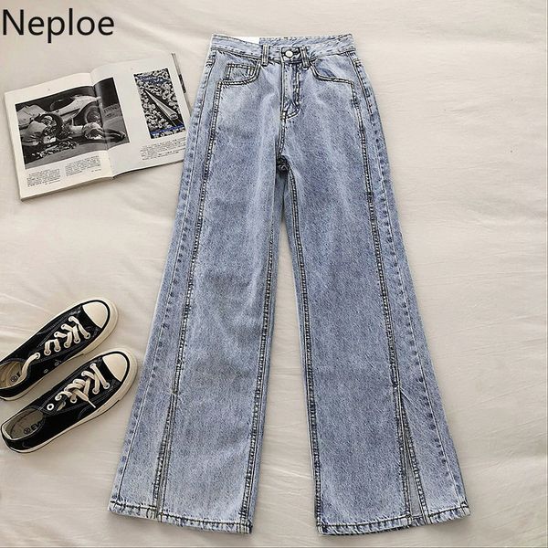neploe split high waist jeans women spring 2020 korean zipper button ladies pants casual wide leg female trousers 49682, Blue
neploe split high waist jeans women spring 2020 korean zipper button ladies pants casual wide leg female trousers 49682, Blue