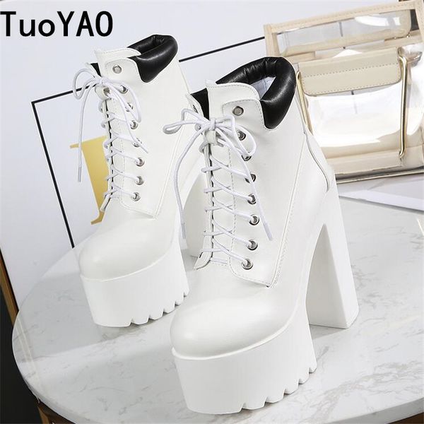 new 2020 women lace up platform boots women black white boots ankle for high heel 14cm pumps
new 2020 women lace up platform boots women black white boots ankle for high heel 14cm pumps
