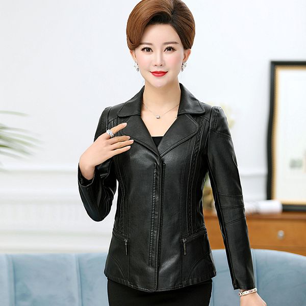 middle-aged women's leather jacket casual turn collar plus size mother women's jacket ladies leather coat high quality, Black
middle-aged women's leather jacket casual turn collar plus size mother women's jacket ladies leather coat high quality, Black