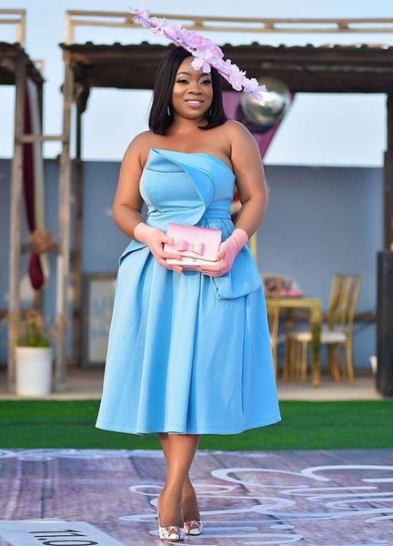 plus size bridesmaid dresses african formal wear satin tea length maid of honor dress peplem pleats black girls fromal party dress, White;pink
plus size bridesmaid dresses african formal wear satin tea length maid of honor dress peplem pleats black girls fromal party dress, White;pink