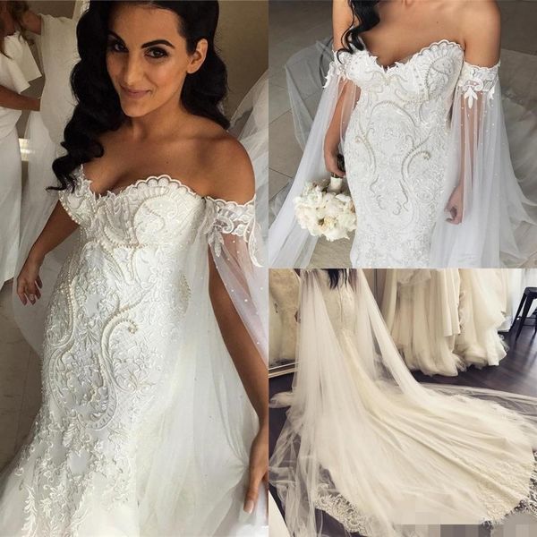 2020 mermaid wedding dresses elegant off the shoulder tulle lace applique beaded crystals cathedral train wedding bridal gown, White
2020 mermaid wedding dresses elegant off the shoulder tulle lace applique beaded crystals cathedral train wedding bridal gown, White