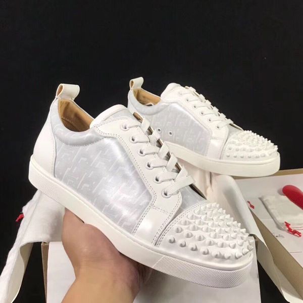 top luxury младший шипы sneaker телячьей патентный уши low top кружевные мужские полуботинки для мужчин, женщин конструктора партии свадьбы, Black
top luxury младший шипы sneaker телячьей патентный уши low top кружевные мужские полуботинки для мужчин, женщин конструктора партии свадьбы, Black