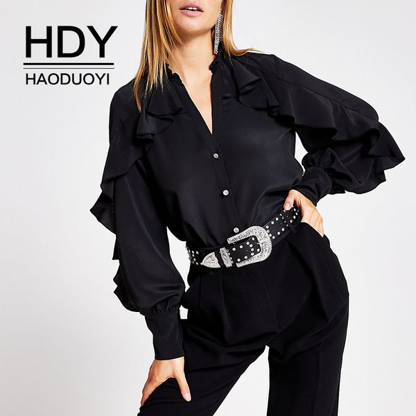 hdy haoduoyi 2019 autumn fashionable large simple lady solid color ruffle side sleeve long sleeve shirt, White
hdy haoduoyi 2019 autumn fashionable large simple lady solid color ruffle side sleeve long sleeve shirt, White