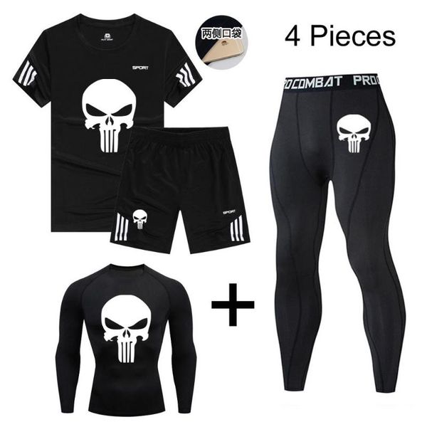 men compression t-shirt tight pants sportswear clothes male leggings fitness bodybuilding skull punsher rashguard sport sets, Black;blue
men compression t-shirt tight pants sportswear clothes male leggings fitness bodybuilding skull punsher rashguard sport sets, Black;blue