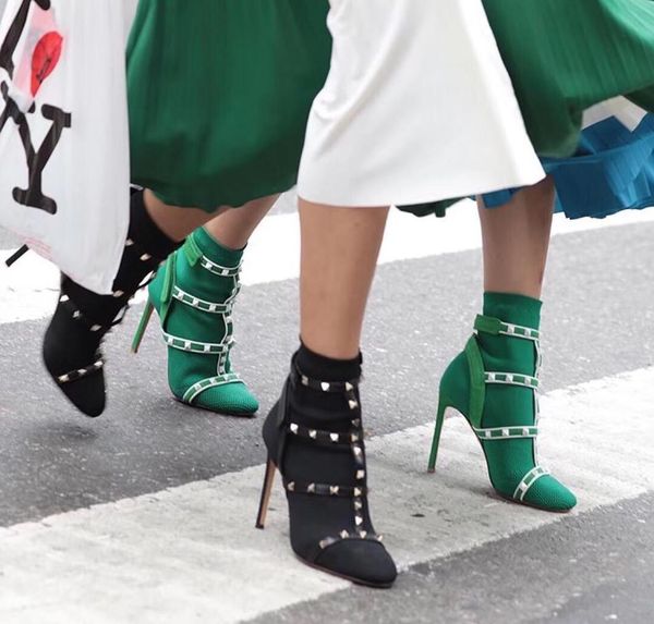 new luxury designer women high heel casual shoes boots fasion spikes rivets studded ribbed knit leather boots shoes 10.5cm, Black
new luxury designer women high heel casual shoes boots fasion spikes rivets studded ribbed knit leather boots shoes 10.5cm, Black