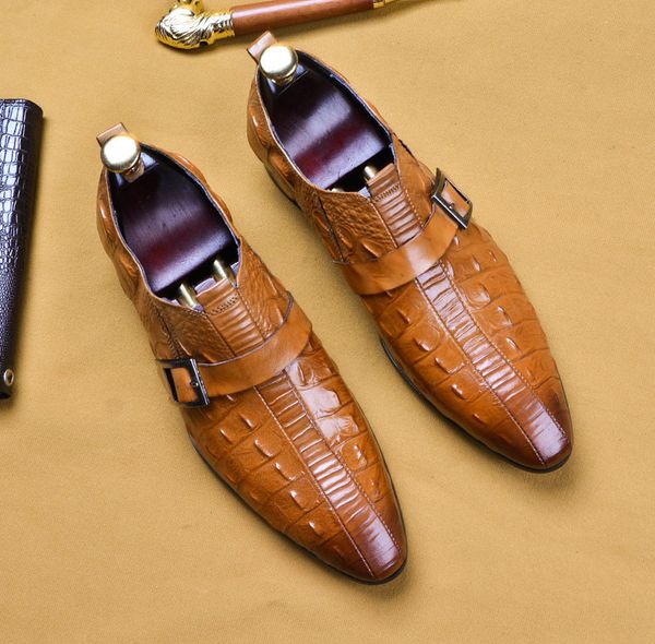 brown black 2019 crocodile pattern genuine leather luxury buckle wedding party dress shoes design men's suit shoes
brown black 2019 crocodile pattern genuine leather luxury buckle wedding party dress shoes design men's suit shoes