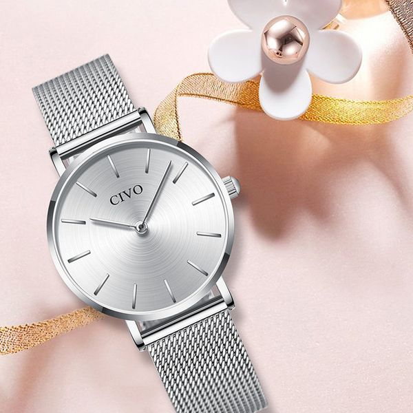 civo waterproof watch fashion ladies stainless steel ultra-thin casual wristwatch quartz clock, Slivery;brown
civo waterproof watch fashion ladies stainless steel ultra-thin casual wristwatch quartz clock, Slivery;brown