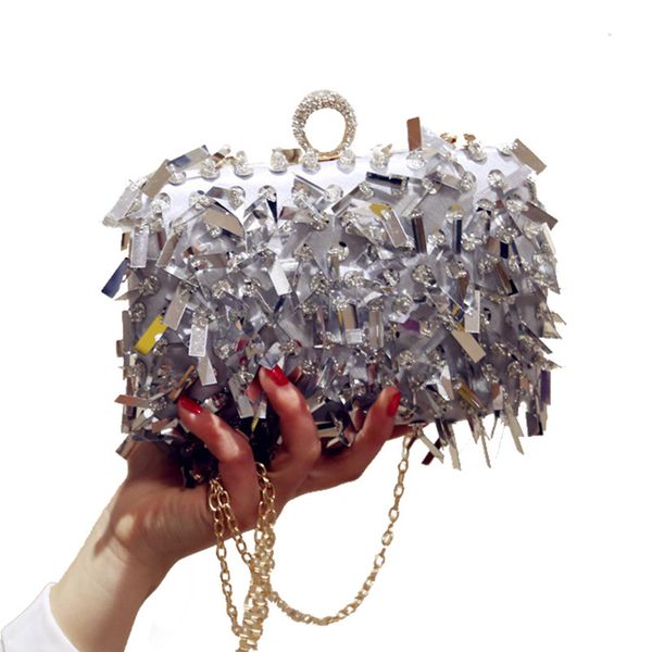 handmade sequined lady's bag new explosive tasseled bag with one shoulder slanting hand