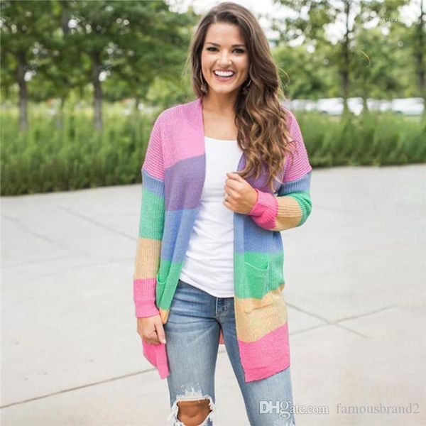 women autumm designer sweaters cardigan long sleeve v neck female clothing fashion style casual apparel rainbow panelled print, White;black
women autumm designer sweaters cardigan long sleeve v neck female clothing fashion style casual apparel rainbow panelled print, White;black