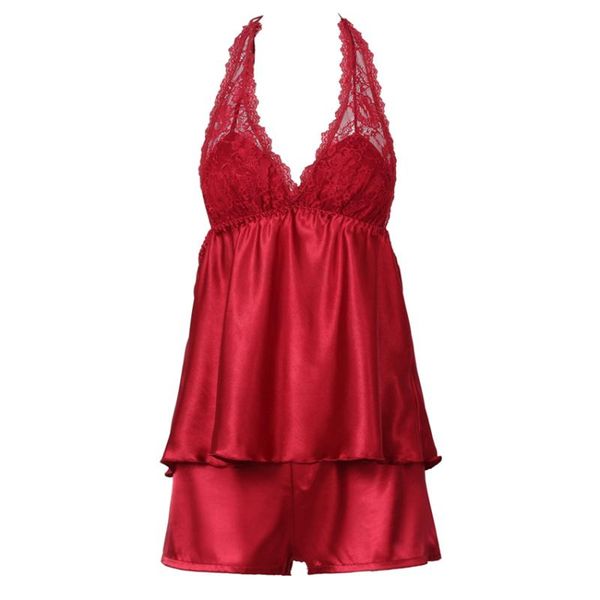 clearance sale lace halter backless pajamas set women spaghetti strap short set faux silk nightwear home suit, Blue;gray
clearance sale lace halter backless pajamas set women spaghetti strap short set faux silk nightwear home suit, Blue;gray