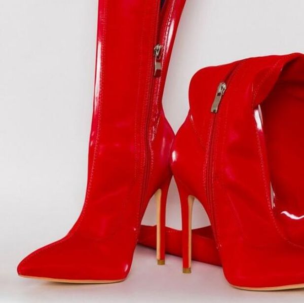 red patent leather over the knee boot pointed toe stiletto heels tight high boots 2019 women winter party dress shoes, Black
red patent leather over the knee boot pointed toe stiletto heels tight high boots 2019 women winter party dress shoes, Black