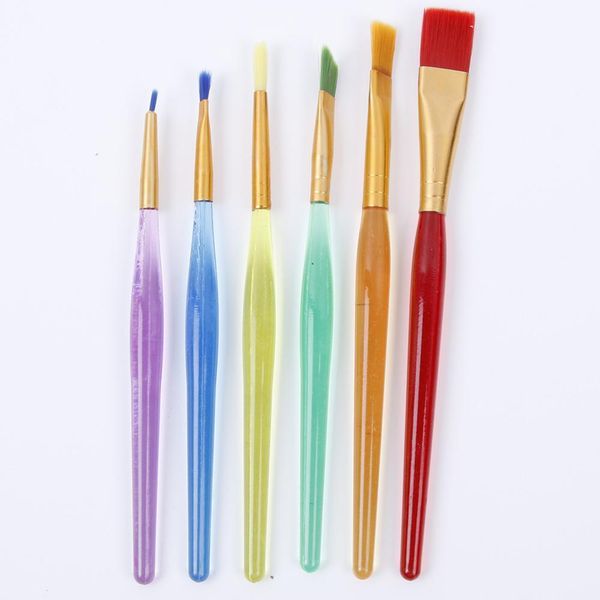 

6pcs colorful fondant cake brush decorating painting tool artist brushes promotion icing set dusting pastry cooking tool
