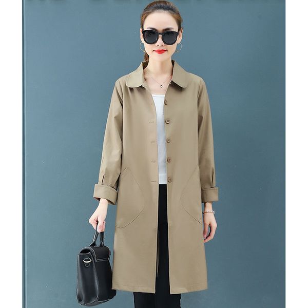 women's 2019 new spring and autumn small man long section ladies windbreaker jacket thin section a426, Tan;black
women's 2019 new spring and autumn small man long section ladies windbreaker jacket thin section a426, Tan;black