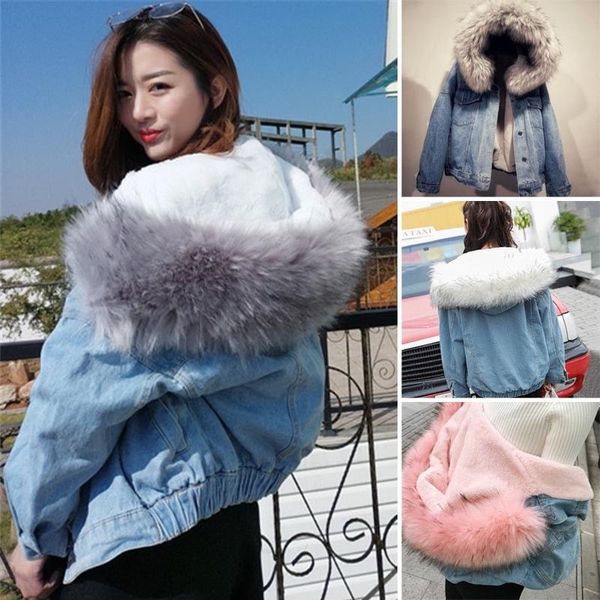 women winter warm denim jacket faux fur collar casual denim trucker jacket coat, Black;brown
women winter warm denim jacket faux fur collar casual denim trucker jacket coat, Black;brown
