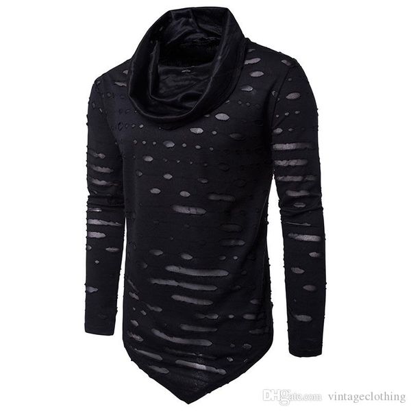 mens autumn winter long t-shirts hollow out long sleeve heaps collar solid t shirts male high street tee, White;black
mens autumn winter long t-shirts hollow out long sleeve heaps collar solid t shirts male high street tee, White;black