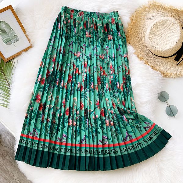 2020 spring summer elegant pleated skirt women vintage print skirts female high waist hit color midi skirt long skirt jupe femme, Black
2020 spring summer elegant pleated skirt women vintage print skirts female high waist hit color midi skirt long skirt jupe femme, Black