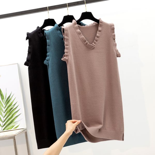 gigogou thick peppy style women sweater vest autumn winter ruffled knitted v-neck outwear sweater sleeveless female pullover top, White;black
gigogou thick peppy style women sweater vest autumn winter ruffled knitted v-neck outwear sweater sleeveless female pullover top, White;black
