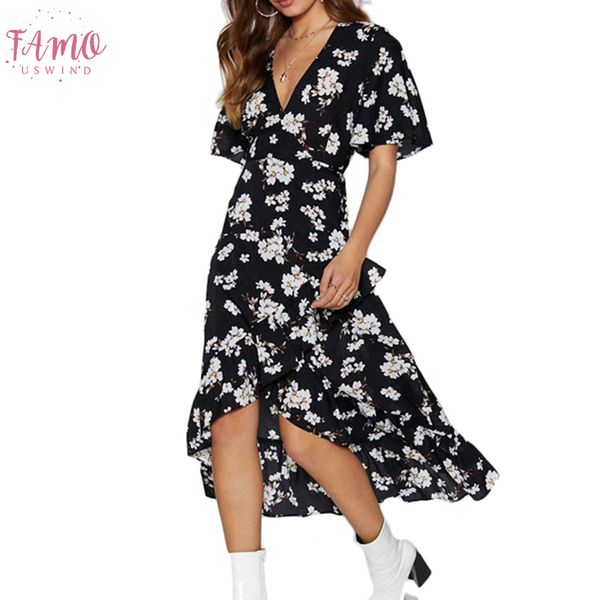 floral print beach dress summer boho style ruffles chiffon dress casual short sleeve v neck split party dresses robe femme, Black;gray
floral print beach dress summer boho style ruffles chiffon dress casual short sleeve v neck split party dresses robe femme, Black;gray
