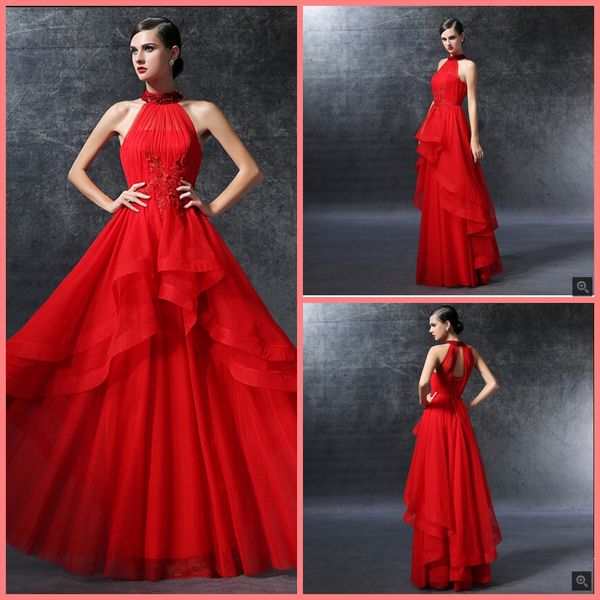halter red evening dresses 2019 beading lace applique long ruffled prom dress corset women formal party dresses custom made, Black;red
halter red evening dresses 2019 beading lace applique long ruffled prom dress corset women formal party dresses custom made, Black;red