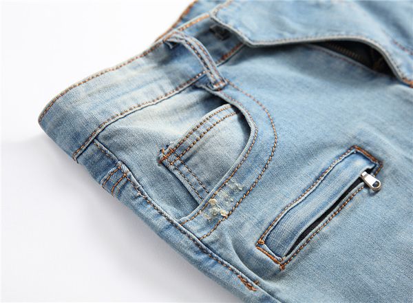 spring mens ripped jeans designer slim pleated distrressed male pencil pants fashion straight trousers, Blue
spring mens ripped jeans designer slim pleated distrressed male pencil pants fashion straight trousers, Blue