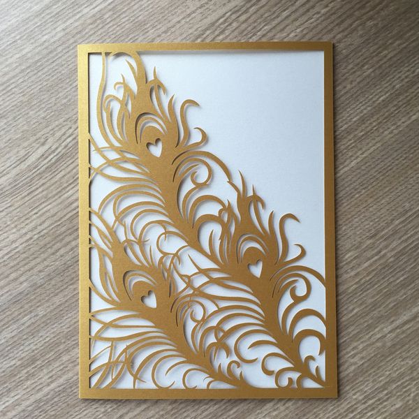 hollow laser cut weeding invitation card feather pattern apply to grand events birthday party business invitation, Black
hollow laser cut weeding invitation card feather pattern apply to grand events birthday party business invitation, Black