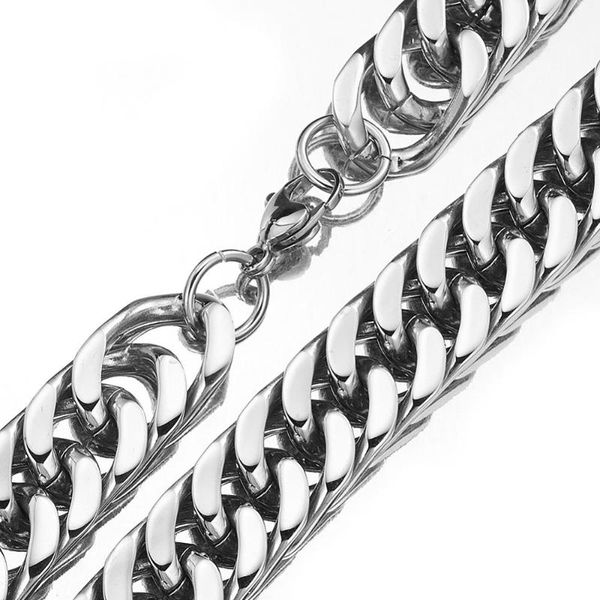 19mm wide heavy jewelry 316l stainless steel silver color double cuban curb chain men's unisex's handmade necklace or bracelet
19mm wide heavy jewelry 316l stainless steel silver color double cuban curb chain men's unisex's handmade necklace or bracelet