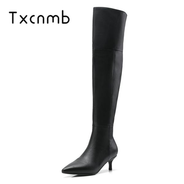 txcnmb women genuine leather knee high boots thin heel autumn winter warm long motorcycle boots shoes woman, Black
txcnmb women genuine leather knee high boots thin heel autumn winter warm long motorcycle boots shoes woman, Black