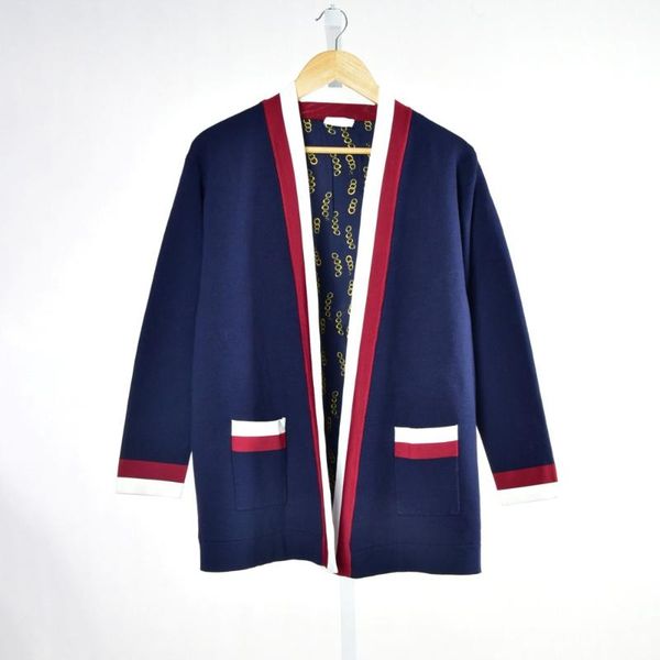 2019 spring new style british style double simple temperament sweater cardigan contrast color knitted sweater women, White
2019 spring new style british style double simple temperament sweater cardigan contrast color knitted sweater women, White