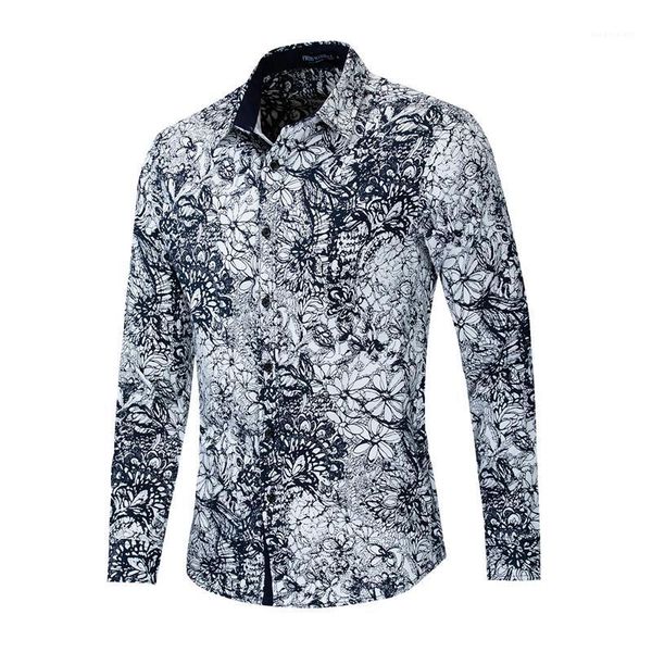 shirts casual mens clothing floral print mens designer shirts fashion turn down collar long sleeve mens, White;black
shirts casual mens clothing floral print mens designer shirts fashion turn down collar long sleeve mens, White;black