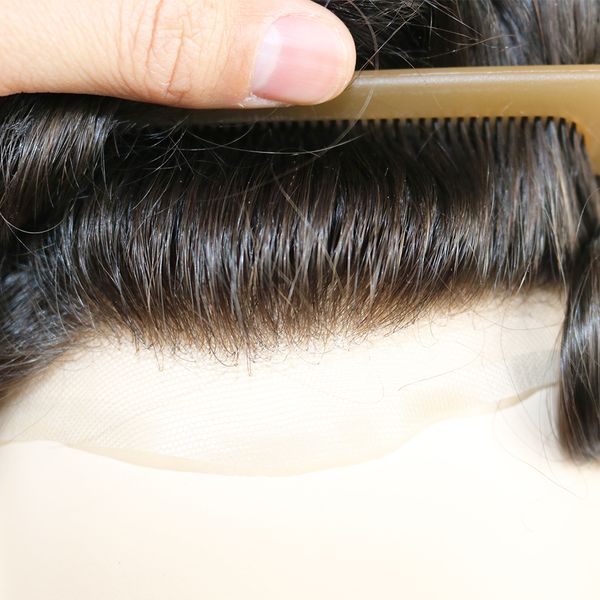 inidan virgin human hair toupee for men with 10x8" soft french lace cap and clearly pu around slight wave men's hair, Black
inidan virgin human hair toupee for men with 10x8" soft french lace cap and clearly pu around slight wave men's hair, Black