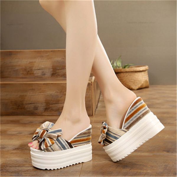 thick-soled sandals wedges with women's slippers summer new fashion wear super high-heeled sandals muffin bottom bow, Black
thick-soled sandals wedges with women's slippers summer new fashion wear super high-heeled sandals muffin bottom bow, Black