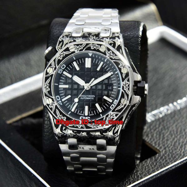 new 42mm diver steel automatic mens watch 15710 sapphire glass carving case black dial stainless steel bracelet gents sports watches, Slivery;brown
new 42mm diver steel automatic mens watch 15710 sapphire glass carving case black dial stainless steel bracelet gents sports watches, Slivery;brown
