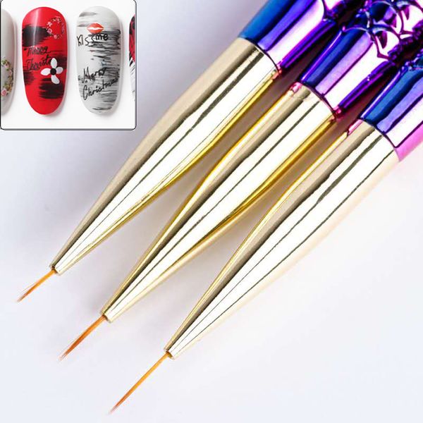 1 set=3pcs nail art line painting brush crystal metal handle thin liner drawing pen mermaid manicure tool uv gel nail brush set, Silver
1 set=3pcs nail art line painting brush crystal metal handle thin liner drawing pen mermaid manicure tool uv gel nail brush set, Silver