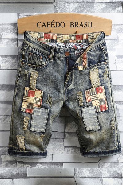 new summer jeans in the trousers men's personality tiecloth retro fashion men's five-minute pants men's ripped shorts, Blue
new summer jeans in the trousers men's personality tiecloth retro fashion men's five-minute pants men's ripped shorts, Blue