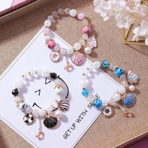 simple korean new fashion version of the sweet shell marine style ceramic fresh crystal glass jewelry bracelet, Black
simple korean new fashion version of the sweet shell marine style ceramic fresh crystal glass jewelry bracelet, Black