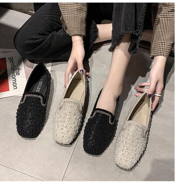 spring flats women shoes jewelry crystals pearl loafers flat heel string bead shoes for women slip on ballet, Black
spring flats women shoes jewelry crystals pearl loafers flat heel string bead shoes for women slip on ballet, Black