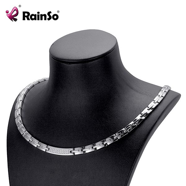 rainso female zircon necklace classic popular stainless steel health magnetic therapy hematite power necklaces for women osn-443, Silver 
rainso female zircon necklace classic popular stainless steel health magnetic therapy hematite power necklaces for women osn-443, Silver