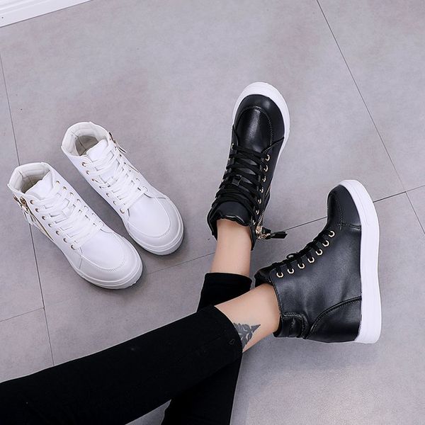 2019 season women's shoes gao help shoes female inside increase round head joker white flat bottom student leisure, Black
2019 season women's shoes gao help shoes female inside increase round head joker white flat bottom student leisure, Black