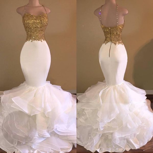 unique mermaid gold and white prom dresses long 2019 applique ruffles backless evening party gowns robe de soiree, Black
unique mermaid gold and white prom dresses long 2019 applique ruffles backless evening party gowns robe de soiree, Black