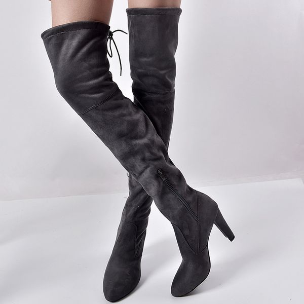 rimocy 2019 winter thigh high boots women stretch faux suede slim long boots pointed toe zipper high heels shoes plus size 35-43, Black
rimocy 2019 winter thigh high boots women stretch faux suede slim long boots pointed toe zipper high heels shoes plus size 35-43, Black
