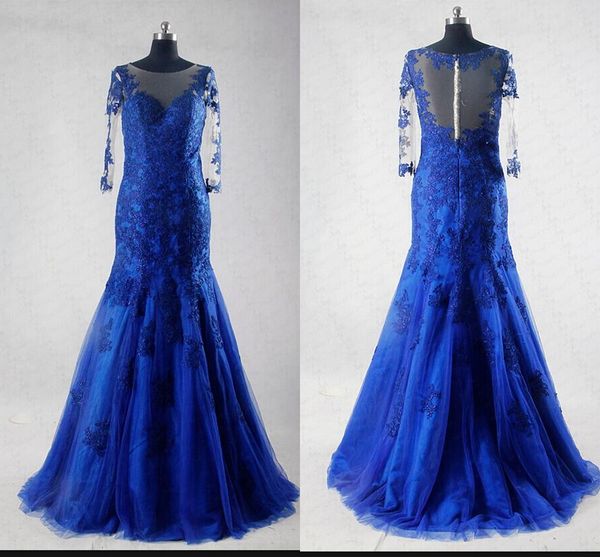 209 new designer mermaid royal blue lace appliques prom dress sheer back 3/4 sleeve elegant evening gowns party prom dresses sale, Black
209 new designer mermaid royal blue lace appliques prom dress sheer back 3/4 sleeve elegant evening gowns party prom dresses sale, Black