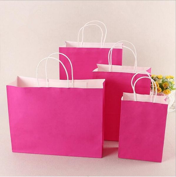 20 pcs/lot festival gift kraft bag pink shopping bags diy recyclable paper bag with handles 4 size optional
20 pcs/lot festival gift kraft bag pink shopping bags diy recyclable paper bag with handles 4 size optional
