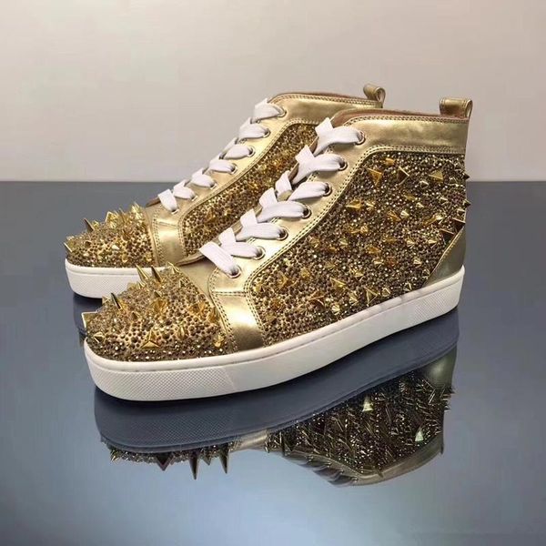 original vogue new graffiti red bottom sneakers for mens women luxury designer golden studded spikes flat mens casual trainers d09, Black
original vogue new graffiti red bottom sneakers for mens women luxury designer golden studded spikes flat mens casual trainers d09, Black