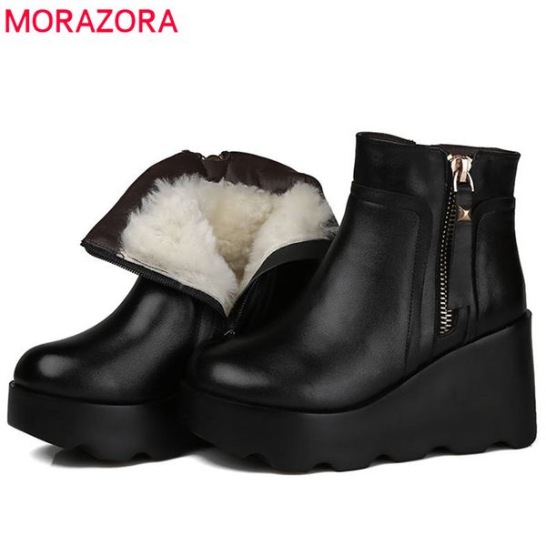 morazora 2020 new fashion ankle boots for women keep warm genuine leather natural wool boots comfortable wedges shoes woman, Black
morazora 2020 new fashion ankle boots for women keep warm genuine leather natural wool boots comfortable wedges shoes woman, Black