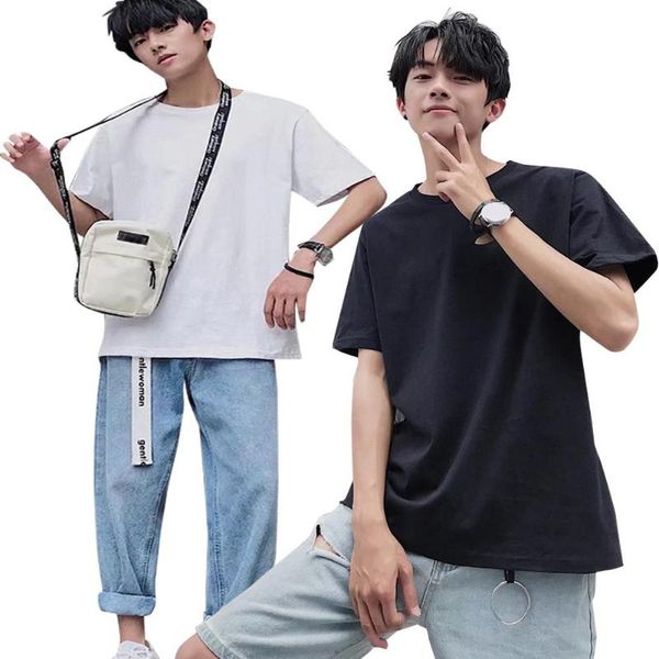men's t-shirt 100% cotton crewneck loose printed men tshirt casual knitted all-match short sleeve t-shirt, White;black
men's t-shirt 100% cotton crewneck loose printed men tshirt casual knitted all-match short sleeve t-shirt, White;black