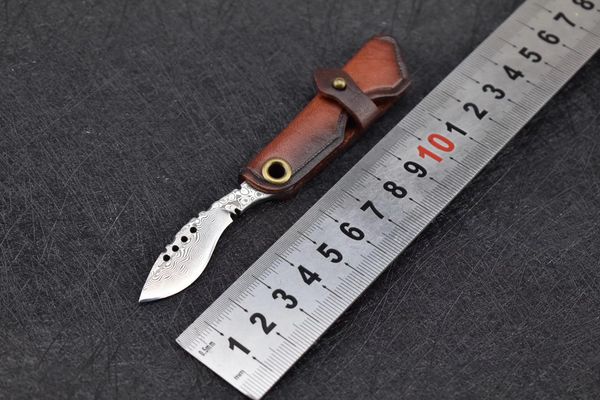 EDC key chain, Damascus steel pocket knife, pocket knife, camping knife, fruit knife
