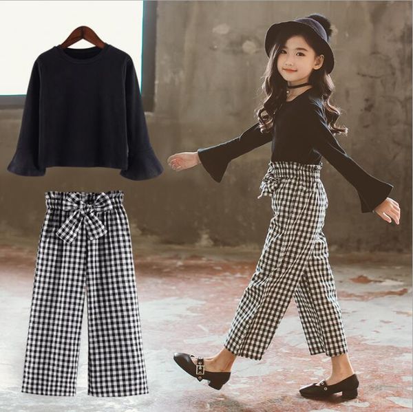 kids girls plaid sets cotton long sleeve t-shirts + wide leg pants 2020 spring girls clothing teenage for 4 6 8 10 12 years, White
kids girls plaid sets cotton long sleeve t-shirts + wide leg pants 2020 spring girls clothing teenage for 4 6 8 10 12 years, White